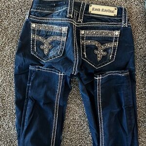 Rock Revival Dark Blue Denim with Detailed Stitching